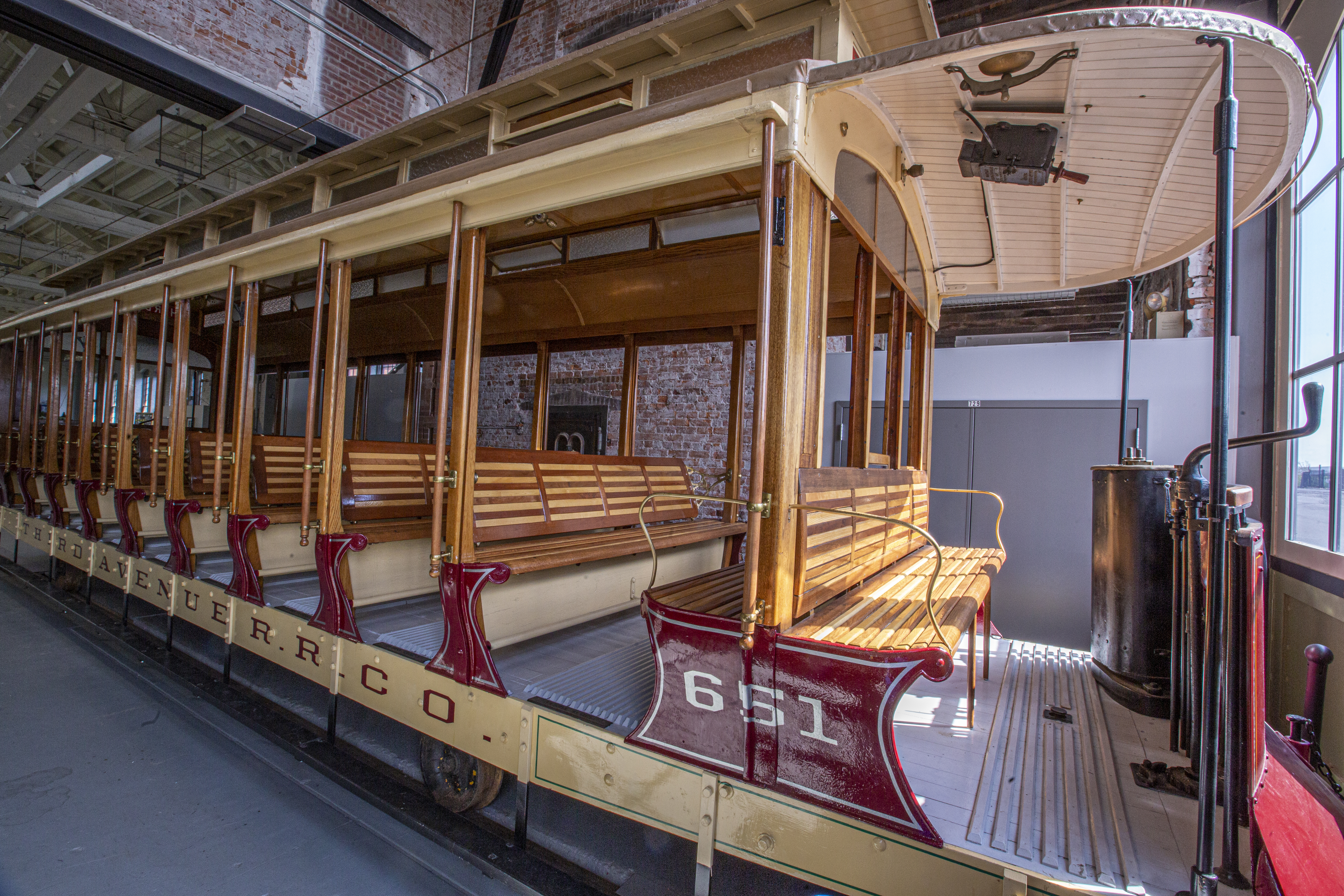 Open Car 651 in Museum, 2020. Photo by Chris Balton.